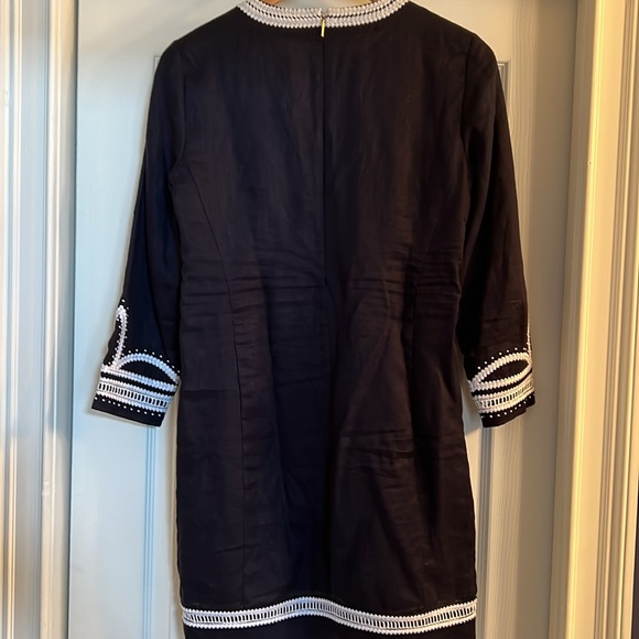Tory Burch Odelia Embroidered Tunic Dress Cover Up Navy Caftan Resort size 2 - Picture 5 of 5
